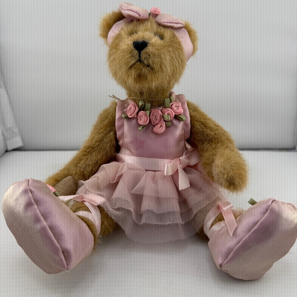 Boyds Clara Ballerina Teddy Bear Plush Brown Pink Tutu Good Jointed 10in